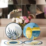 - Supla4lu-Set165-1 - Realhomes  4'lü Renkli Egzotik Yaprak Tasarımlı Servis Altlığı & Supla Realhomes