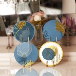 - Supla4lu-Set166 - Realhomes 4'lü Renkli Egzotik Yaprak Tasarımlı Servis Altlığı & Supla Realhomes