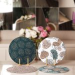 - Supla4lu-Set168-1 - Realhomes  4'lü Renkli Zemin Yaprak Tasarımlı Servis Altlığı & Supla Realhomes