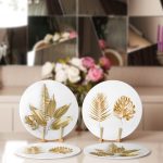 4'lü Gold Detaylı Yaprak Çizimli Servis Altlığı & Supla Realhomes