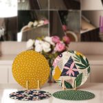 - Supla4lu-Set170-1 - Realhomes 4'lü Renkli Zemin Üzerinde Yaprak Desenli Modern Servis Altlığı & Supla Realhomes