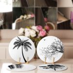 - Supla4lu-Set178-1 - Realhomes 4'lü Siyah Beyaz Ağaç Tasarımlı Servis Altlığı & Supla Realhomes