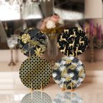 4'lü Altın Varaklı Yaprak Tasarımlı Servis Altlığı & Supla Realhomes