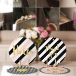 - Supla4lu-Set180-1 - Realhomes 4'lü Beyaz Zemin Üzerinde Gold Detaylı Yazılı Modern Servis Altlığı & Supla Realhomes