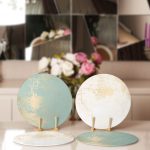 - Supla4lu-Set183-1 - Realhomes 4'lü Renkli Zeminli Gold Detaylı Mermer Desenli Modern Servis Altlığı & Supla Realhomes