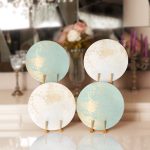 - Supla4lu-Set183 - Realhomes 4'lü Renkli Zeminli Gold Detaylı Mermer Desenli Modern Servis Altlığı & Supla Realhomes