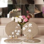 - Supla4lu-Set187-1 - Realhomes 4'lü Rengarenk Zemin Üzerinde Beyaz Çiçek Desenli Modern Servis Altlığı & Supla Realhomes