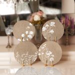 - Supla4lu-Set187 - Realhomes 4'lü Rengarenk Zemin Üzerinde Beyaz Çiçek Desenli Modern Servis Altlığı & Supla Realhomes