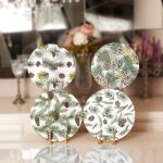 - Supla4lu-Set188 - Realhomes 4'lü Kozalak & Yaprak Tasarımlı Servis Altlığı & Supla Realhomes