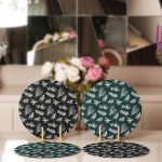 - Supla4lu-Set190-1 - Realhomes 4'lü Renkli Zemin Üzerinde Çamağacı Desenli Servis Altlığı & Supla Realhomes