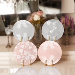 - Supla4lu-Set192 - Realhomes 4'lü Renkli Zemin Üzerinde Yaprak Desenli Modern Servis Altlığı & Supla Realhomes