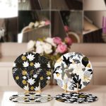 - Supla4lu-Set194-1 - Realhomes 4'lü Siyah Beyaz Gold Detay Tasarımlı Servis Altlığı & Supla Realhomes