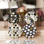 - Supla4lu-Set194 - Realhomes 4'lü Siyah Beyaz Gold Detay Tasarımlı Servis Altlığı & Supla Realhomes