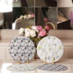 - Supla4lu-Set195-1 - Realhomes 4'lü Renkli Zemin Üzerinde Yaprak Desenli Servis Altlığı & Supla Realhomes