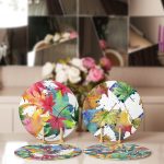 - Supla4lu-Set197-1 - Realhomes  4'lü Renkli Sonbahar Yaprakları Motifli Servis Altlığı & Supla Realhomes