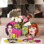 - Supla4lu-Set2-1 - Realhomes 4'lü Pop-Art Fashion Girl Tasarımlı Servis Altlığı & Supla Realhomes