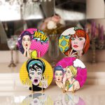 - Supla4lu-Set2 - Realhomes 4'lü Pop-Art Fashion Girl Tasarımlı Servis Altlığı & Supla Realhomes