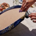 4'lü Lacivert Gold Detaylı Yaprak Tasarımlı Servis Altlığı & Supla Realhomes