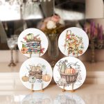 - Supla4lu-Set203 - Realhomes  4'lü Balkabağı Çizimli Modern Servis Altlığı & Supla Realhomes