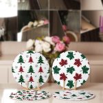 - Supla4lu-Set204-1 - Realhomes 4'lü Ekose Tasarımlı Geyik & Çam Ağacı Motifli Servis Altlığı & Supla Realhomes