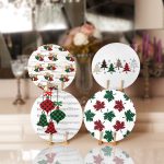 - Supla4lu-Set205 - Realhomes 4'lü Ekose Motifli Çan & Yaprak Tasarımlı Servis Altlığı & Supla Realhomes