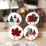 - Supla4lu-Set206 - Realhomes 4'lü Çam Ağacı Tasarımlı Ekose Motifli Servis Altlığı & Supla Realhomes