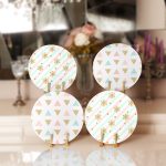 - Supla4lu-Set21 - Realhomes 4'lü Renkli Çizgiler Üzerinde Gold Detaylı Servis Altlığı & Supla Realhomes