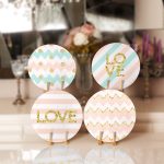 4'lü Pembe & Gold Detaylı Love Tasarımlı Servis Altlığı & Supla Realhomes