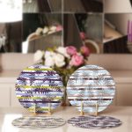 - Supla4lu-Set212-1 - Realhomes 4'lü Renkli Çizgi Zeminli Yaprak Tasarımlı Servis Altlığı & Supla Realhomes