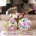 - Supla4lu-Set213-1 - Realhomes  4'lü Renkli Gül Motifli Servis Altlığı & Supla Realhomes