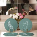 - Supla4lu-Set225-1 - Realhomes 4'lü Yeşil Zemin Suret & Tüy Motifli Servis Altlığı & Supla Realhomes