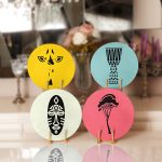 - Supla4lu-Set226 - Realhomes 4'lü Renkli Zemin Etnik Çizim Tasarımlı Servis Altlığı & Supla Realhomes