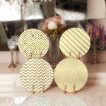 - Supla4lu-Set23 - Realhomes 4'lü Altın Varaklı Geometrik Tasarımlı Servis Altlığı & Supla Realhomes