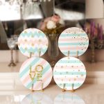 - Supla4lu-Set232 - Realhomes 4'lü Renkli Çizgi Zeminli Gold Detaylı Servis Altlığı & Supla Realhomes