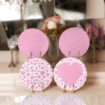 - Supla4lu-Set243 - Realhomes 4'lü Beyaz & Pembe Zemin Kalp Tasarımlı Servis Altlığı & Supla Realhomes