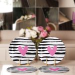 4'lü Siyah Çizgi Zeminli Kalp Tasarımlı Servis Altlığı & Supla Realhomes