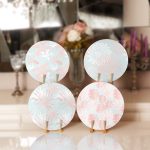 4'lü Mavi Zemin Yaprak Motifli Servis Altlığı & Supla Realhomes