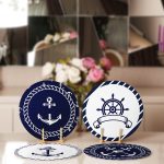 - Supla4lu-Set248-1 - Realhomes  4'lü Lacivert Çapa Motifli Servis Altlığı & Supla Realhomes