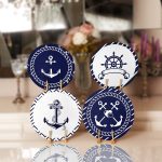 - Supla4lu-Set248 - Realhomes  4'lü Lacivert Çapa Motifli Servis Altlığı & Supla Realhomes