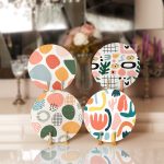 4'lü Soyut Desenli Özel Tasarımlı Modern Servis Altlığı & Supla Realhomes