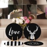 4'lü Siyah Zeminde Mermer Tasarımlı Servis Altlığı & Supla Realhomes