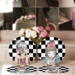 - Supla4lu-Set257-1 - Realhomes 4'lü Dama Zeminli Fotoğraf Çeken & Kahve İçen Kız Tasarımlı Servis Altlığı & Supla Realhomes