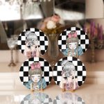 - Supla4lu-Set257 - Realhomes 4'lü Dama Zeminli Fotoğraf Çeken & Kahve İçen Kız Tasarımlı Servis Altlığı & Supla Realhomes