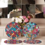 - Supla4lu-Set26-1 - Realhomes 4'lü Kareli Etnik Mandala Desenli Servis Altlığı & Supla Realhomes