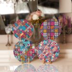 - Supla4lu-Set26 - Realhomes 4'lü Kareli Etnik Mandala Desenli Servis Altlığı & Supla Realhomes