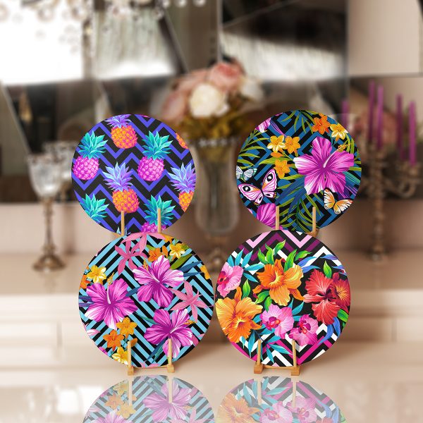 - Supla4lu-Set28 - Realhomes  4'lü Lacivert Çapa Motifli Servis Altlığı & Supla Realhomes