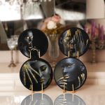 - Supla4lu-Set29 - Realhomes 4'lü Siyahi African Tasarımlı Servis Altlığı & Supla Realhomes