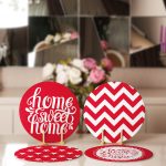 - Supla4lu-Set33-1 - Realhomes 4'lü Kırmızı Zemin Home Sweet Tasarımlı Servis Altlığı & Supla Realhomes