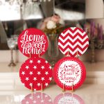 - Supla4lu-Set33 - Realhomes 4'lü Kırmızı Zemin Home Sweet Tasarımlı Servis Altlığı & Supla Realhomes