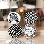 4'lü Siyah Beyaz Zebra Motif Home Sweet Tasarımlı Servis Altlığı & Supla Realhomes